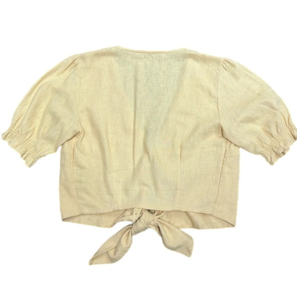 Abercrombie & Fitch yellow linen tie top - Picture 3 of 4